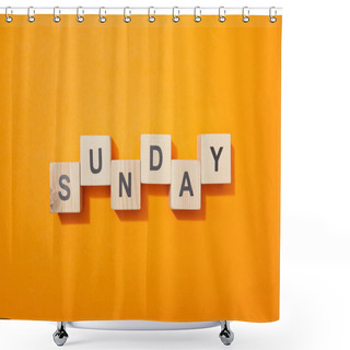 Personality  Top View Of Wooden Blocks With Letters On Orange Surface Shower Curtains