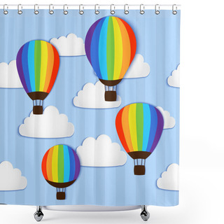 Personality  Hot Air Balloons In The Sky - Vector Illustration Shower Curtains