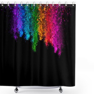Personality  Falling Colored Powder Isolated On Black Background Shower Curtains