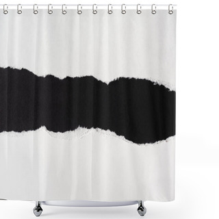 Personality  White Paper With Torn Edges Isolated With Black Colored Paper Background Inside. Good Paper Texture Shower Curtains