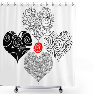 Personality  Tattoo Flower Hearts Shower Curtains