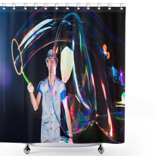 Personality  Man With  Big Soap  Bubbles Shower Curtains