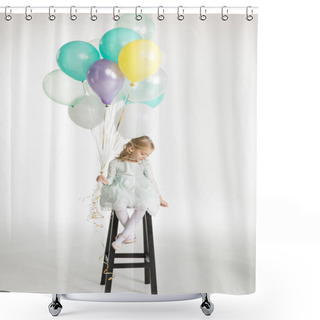 Personality  Girl With Air Balloons  Shower Curtains