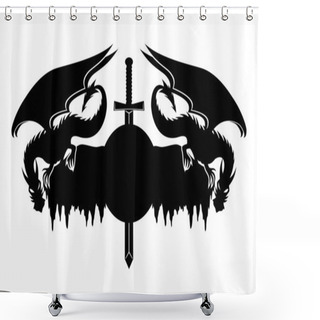 Personality  Dragons And Sword. Shower Curtains