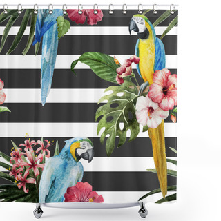 Personality  Tropical  Pattern With Birds Shower Curtains