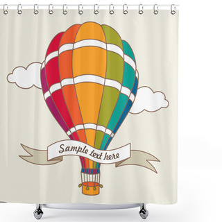 Personality  Vector Illustration Of Colorful Air Balloon Shower Curtains