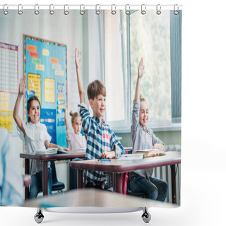 Personality  Kids Raising Hands In Class Shower Curtains
