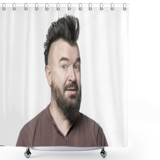 Personality  Man With Mohawk Hairstyle And Beard Shower Curtains