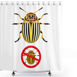 Personality  Colorado Potato Beetle And Prohibition Sign Shower Curtains