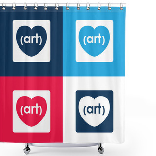 Personality  Arte10 Logo Blue And Red Four Color Minimal Icon Set Shower Curtains