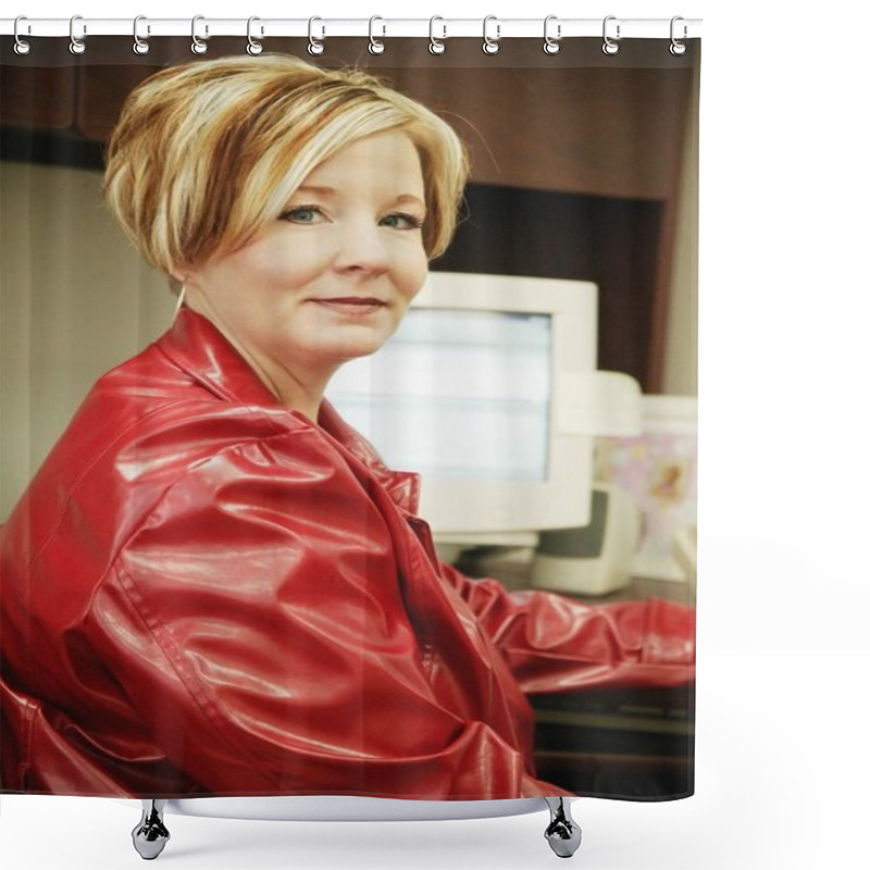 Personality  Woman At Work Shower Curtains