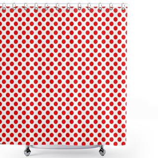 Personality  Tile Vector Pattern With Red Polka Dots On White Background Shower Curtains