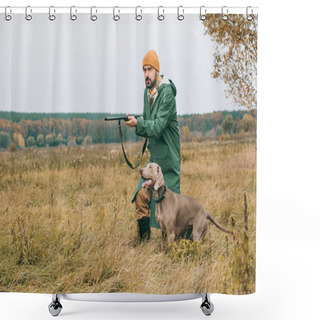 Personality  Man Aiming At Something With Gun  Shower Curtains