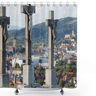 Personality  Jesus On The Cross Calvary Shower Curtains