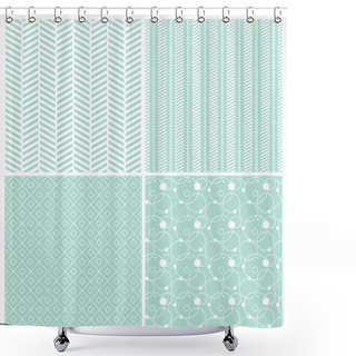 Personality  Geometric Seamless Patterns, Mint Shower Curtains