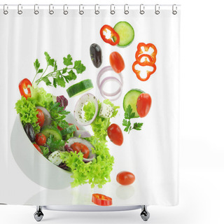 Personality  Fresh Mixed Vegetables Falling Into A Bowl Of Salad Shower Curtains