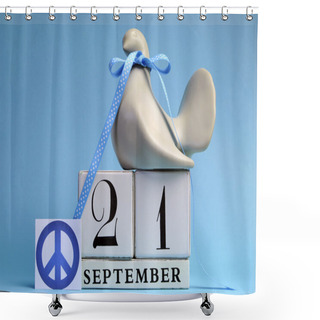 Personality  Save The Date Calendar Date, September 21, For International Day Of Peace, World Peace Day. Shower Curtains