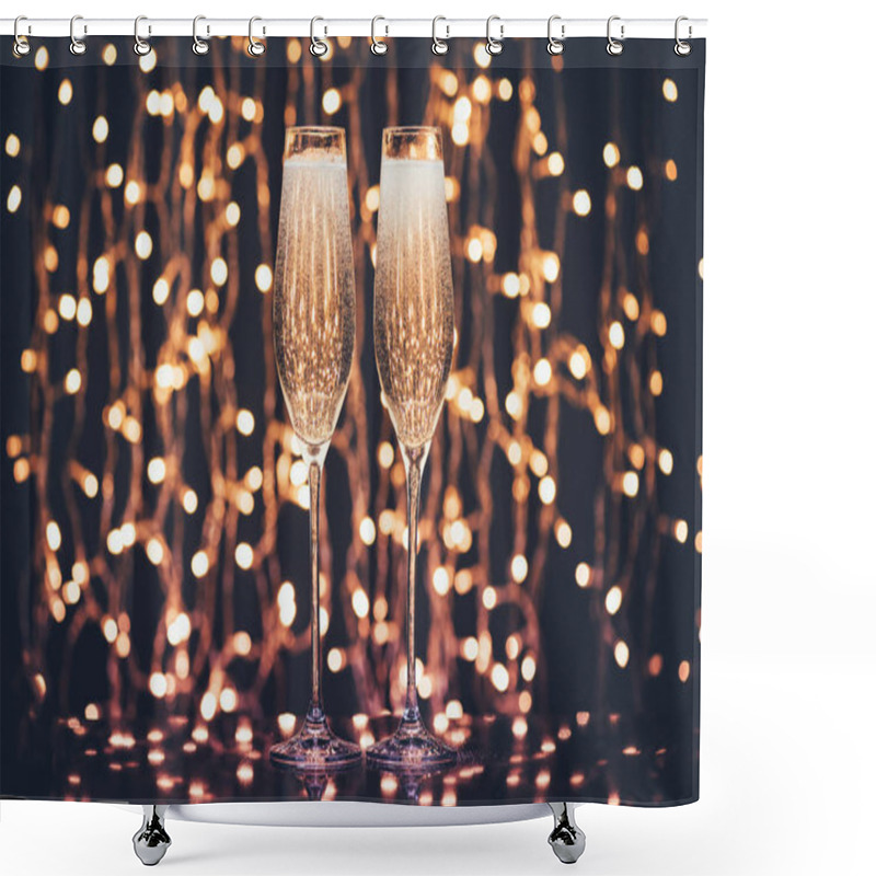 Personality  glasses full of champagne shower curtains