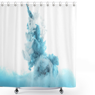 Personality  Mixing Of Blue Paint Splashes Isolated On White Shower Curtains