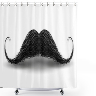 Personality  Realistic Vintage Black Curly Mustache.  Illustration Isolated On A White Background. Shower Curtains