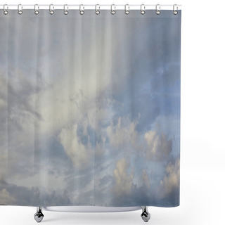 Personality  View Of White And Grey Clouds On Blue Sunlight Sky Background Shower Curtains