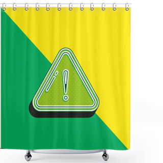 Personality  Alert Green And Yellow Modern 3d Vector Icon Logo Shower Curtains