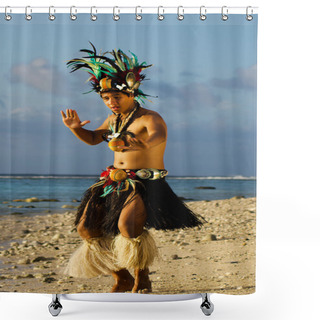 Personality  Young Polynesian Pacific Island Tahitian Man Dancer Shower Curtains