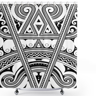Personality  Polynesian Ornament With Ethnic Elements Shower Curtains
