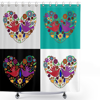 Personality  Vector Background With Hearts For Valentine's Day. Shower Curtains
