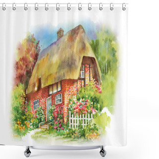 Personality  Watercolor Rural House Shower Curtains