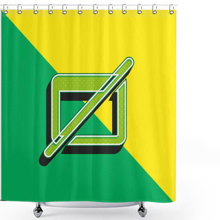 Personality  Blocked Green And Yellow Modern 3d Vector Icon Logo Shower Curtains