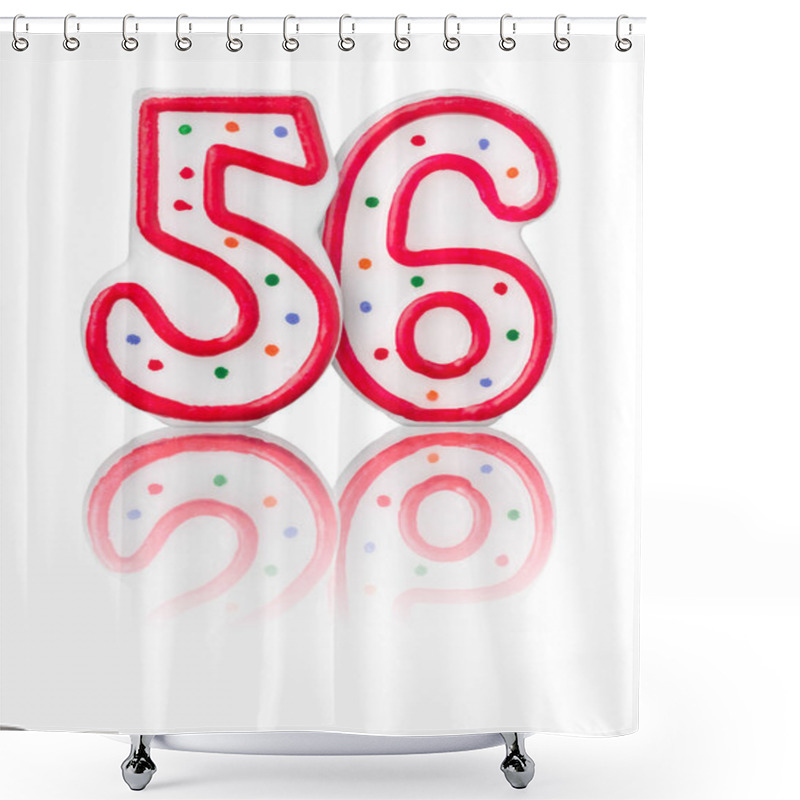 Personality  red number 56 with reflection shower curtains