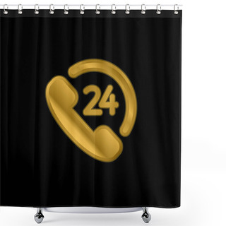 Personality  24 Hourse Support Gold Plated Metalic Icon Or Logo Vector Shower Curtains