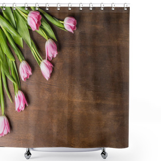 Personality  Pink Tulips On Table Shower Curtains