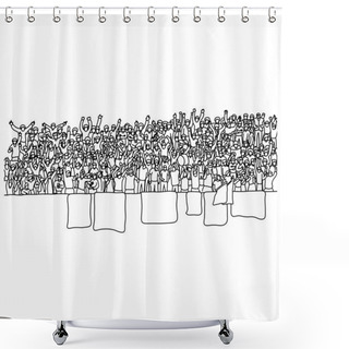Personality  People Cheering At Stadium Vector Illustration Sketch Doodle Hand Drawn With Black Lines Isolated On White Background Shower Curtains