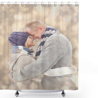Personality  Happy Mature Couple In Winter Clothes Shower Curtains