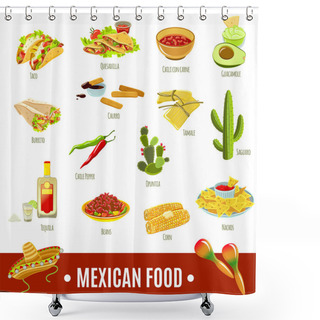 Personality  Mexican Food Icon Set Shower Curtains