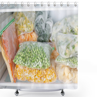 Personality  Bags With Frozen Vegetables In Refrigerator Shower Curtains