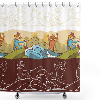 Personality  Background With Fairytale Characters Shower Curtains