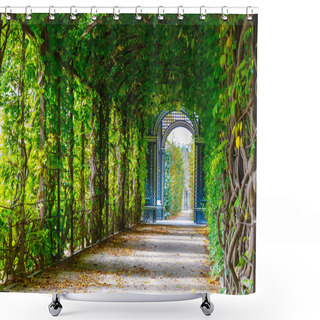 Personality  Romantic Garden Walkway Forming Agreen Tunnel Of Acacias Shower Curtains