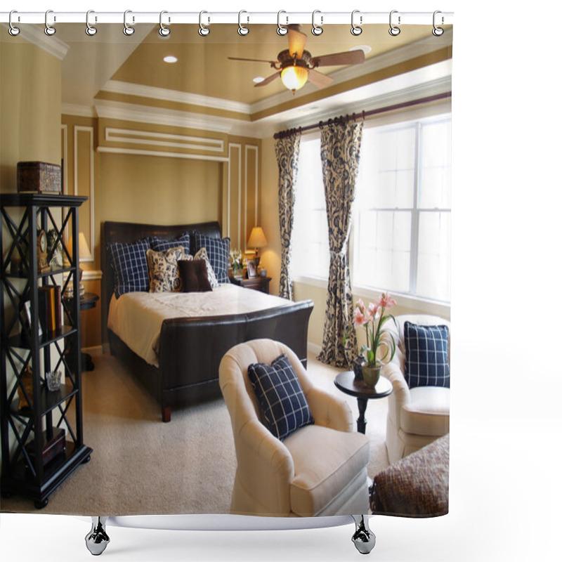 Personality  Black And Blue Master Bedroom Shower Curtains