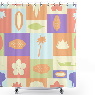 Personality  Seamless Vector Pattern With Symbols Of Thailand Shower Curtains