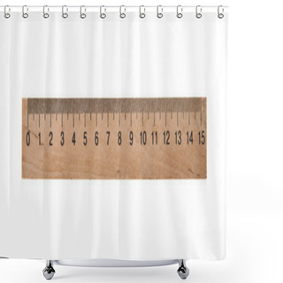 Personality  Wooden Ruler Isolated On White Background Shower Curtains