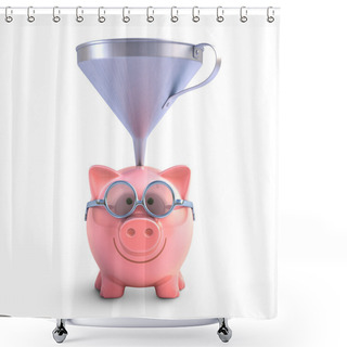 Personality  Piggy Bank Funnel Shower Curtains