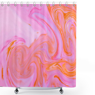 Personality  Orange Pink Abstract Background, Pink Water Droplets, Multicolored Pattern, Food Colors In Milk, Colored Texture On Water, Blank For Designer Shower Curtains