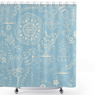 Personality  Retro Coffee Seamless Pattern Shower Curtains