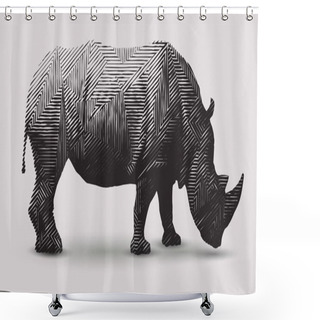 Personality  Rhinoceros Polygon Illustration Shower Curtains