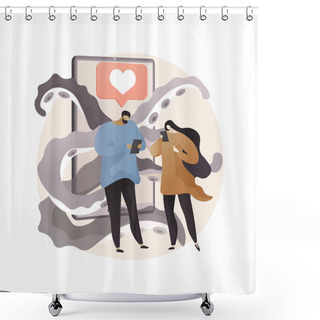 Personality  Mindlessly Scrolling Abstract Concept Vector Illustration. Shower Curtains