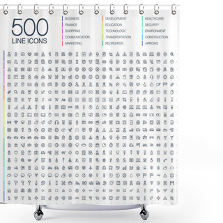 Personality  Vector Illustration Of 500 Thin Line Web Icons Shower Curtains