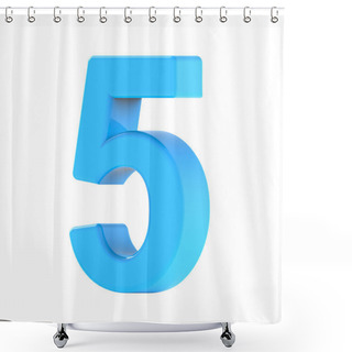 Personality  Light Blue Number 5 Shower Curtains